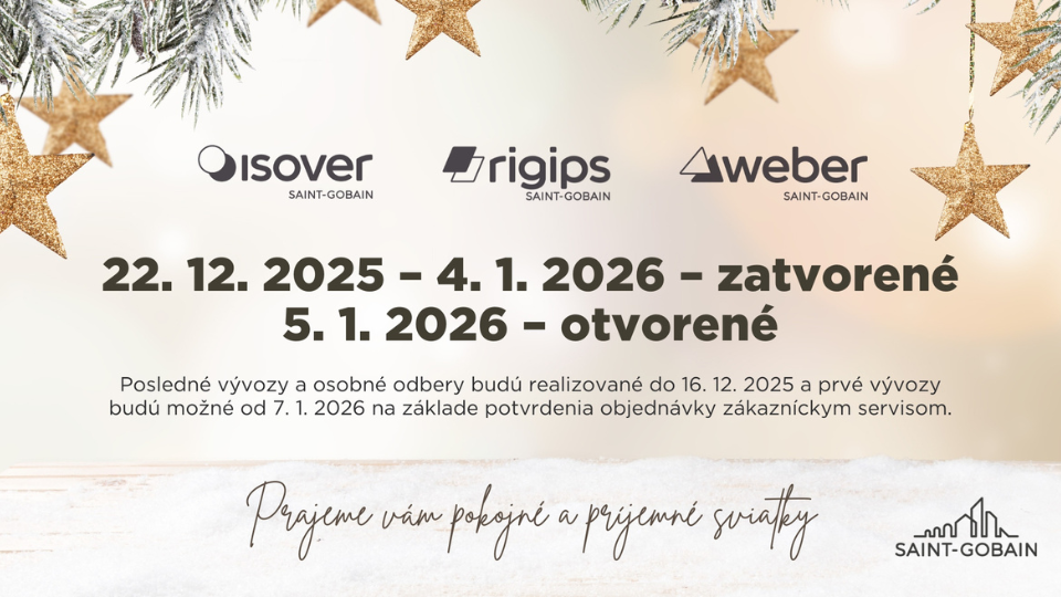 Otváracie hodiny Isover počas sviatkov 2025/2026