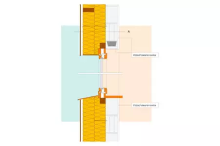 IOS21 Obvodová stena, prevetrávaná fasáda, alt. 1.2, sklená vlna/vata, zvislý rez oknom