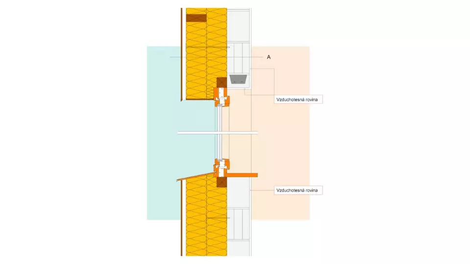 IOS21 Obvodová stena, prevetrávaná fasáda, alt. 1.2, sklená vlna/vata, zvislý rez oknom
